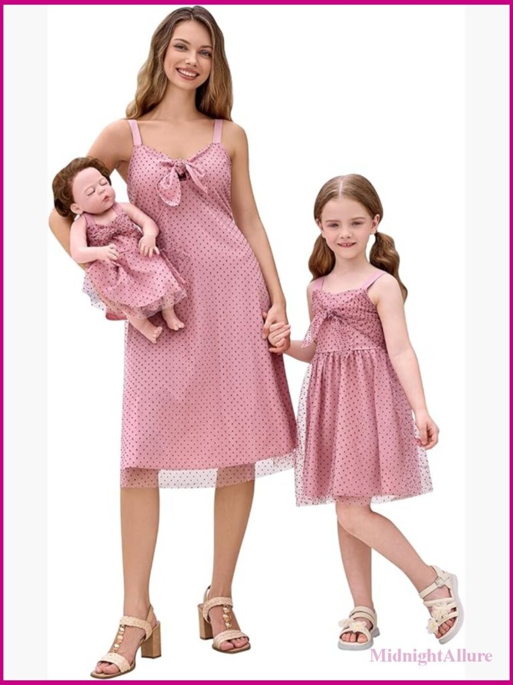 Mommy Me Matching Swiss Dot Bowknot Sundress A-Line Smocked Back
